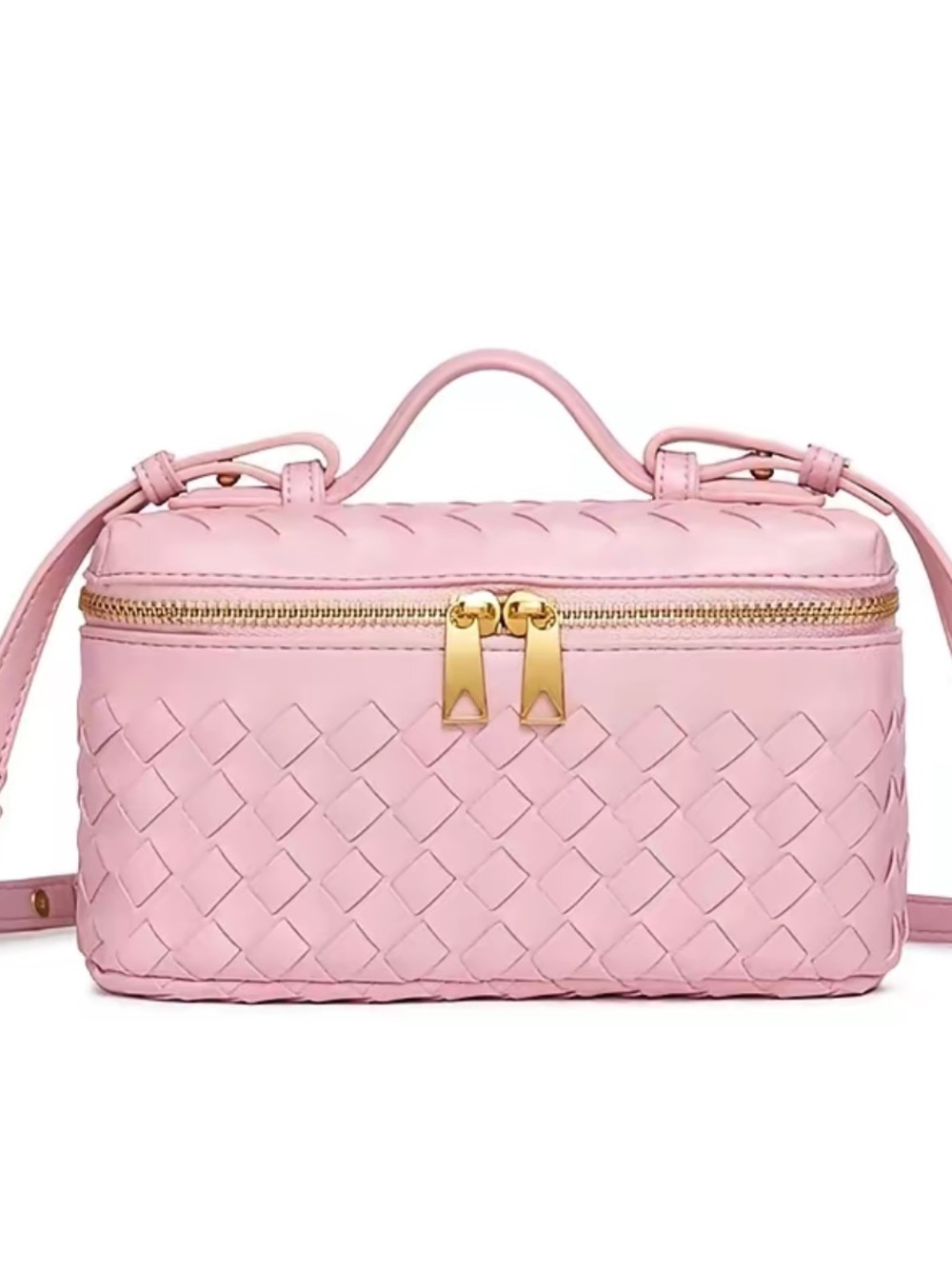 NEW Pink Woven Crossbody Bag with Gold Hardware